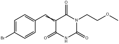 5-[(E)-(4-BROMOPHENYL)METHYLIDENE]-1-(2-METHOXYETHYL)-2,4,6(1H,3H,5H)-PYRIMIDINETRIONE Struktur