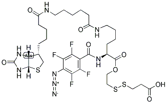 2-[N2-(4-AZIDO-2,3,5,6-TETRAFLUOROBENZOYL)-N6-(6-BIOTINAMIDOCAPROYL)-L-LYSINYL]ETHYL 2-CARBOXYETHYL DISULFIDE Struktur