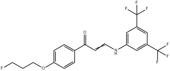 (E)-3-[3,5-BIS(TRIFLUOROMETHYL)ANILINO]-1-[4-(3-FLUOROPROPOXY)PHENYL]-2-PROPEN-1-ONE Struktur