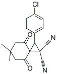 2-(4-CHLOROPHENYL)-6,6-DIMETHYL-4,8-DIOXOSPIRO[2.5]OCTANE-1,1-DICARBONITRILE Struktur