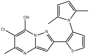 6-CHLORO-2-[3-(2,5-DIMETHYL-1H-PYRROL-1-YL)-2-THIENYL]-5-METHYLPYRAZOLO[1,5-A]PYRIMIDIN-7-OL Struktur