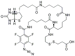 2-[N2-[N6-(4-AZIDO-2,3,5,6-TETRAFLUOROBENZOYL)-6-AMINOCAPROYL]-N6-(6-BIOTINAMIDOCAPROYL)-L-LYSINYLAMIDO] ETHYL 2-CARBOXYETHYL DISULFIDE Struktur