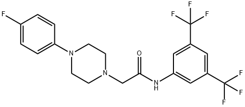 N-[3,5-BIS(TRIFLUOROMETHYL)PHENYL]-2-[4-(4-FLUOROPHENYL)PIPERAZINO]ACETAMIDE Struktur