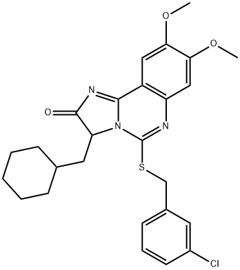 5-[(3-CHLOROBENZYL)SULFANYL]-3-(CYCLOHEXYLMETHYL)-8,9-DIMETHOXYIMIDAZO[1,2-C]QUINAZOLIN-2(3H)-ONE Struktur