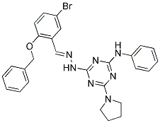 (E)-4-(2-(2-(BENZYLOXY)-5-BROMOBENZYLIDENE)HYDRAZINYL)-N-PHENYL-6-(PYRROLIDIN-1-YL)-1,3,5-TRIAZIN-2-AMINE Struktur