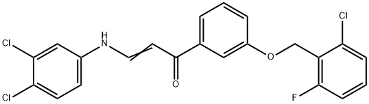 (E)-1-(3-[(2-CHLORO-6-FLUOROBENZYL)OXY]PHENYL)-3-(3,4-DICHLOROANILINO)-2-PROPEN-1-ONE Struktur