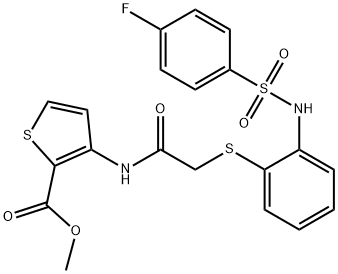 METHYL 3-((2-[(2-([(4-FLUOROPHENYL)SULFONYL]AMINO)PHENYL)SULFANYL]ACETYL)AMINO)-2-THIOPHENECARBOXYLATE Struktur