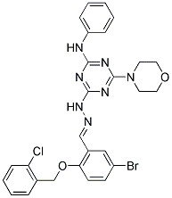 (E)-4-(2-(5-BROMO-2-(2-CHLOROBENZYLOXY)BENZYLIDENE)HYDRAZINYL)-6-MORPHOLINO-N-PHENYL-1,3,5-TRIAZIN-2-AMINE Struktur