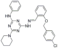 (E)-4-(2-(2-(4-CHLOROBENZYLOXY)BENZYLIDENE)HYDRAZINYL)-N-PHENYL-6-(PIPERIDIN-1-YL)-1,3,5-TRIAZIN-2-AMINE Struktur