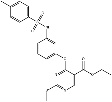 ETHYL 4-(3-([(4-METHYLPHENYL)SULFONYL]AMINO)PHENOXY)-2-(METHYLSULFANYL)-5-PYRIMIDINECARBOXYLATE Struktur