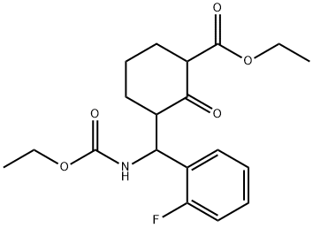 ETHYL 3-[[(ETHOXYCARBONYL)AMINO](2-FLUOROPHENYL)METHYL]-2-OXOCYCLOHEXANECARBOXYLATE Struktur