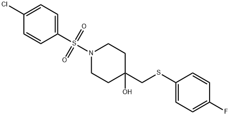 1-[(4-CHLOROPHENYL)SULFONYL]-4-([(4-FLUOROPHENYL)SULFANYL]METHYL)-4-PIPERIDINOL Struktur