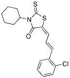 (5E)-5-[(2E)-3-(2-CHLOROPHENYL)PROP-2-ENYLIDENE]-3-CYCLOHEXYL-2-THIOXO-1,3-THIAZOLIDIN-4-ONE Struktur