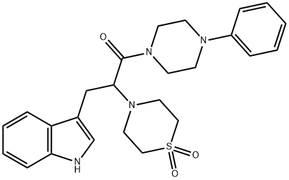 4-[1-(1H-INDOL-3-YLMETHYL)-2-OXO-2-(4-PHENYLPIPERAZINO)ETHYL]-1LAMBDA6,4-THIAZINANE-1,1-DIONE Struktur