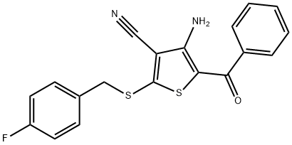 4-AMINO-5-BENZOYL-2-[(4-FLUOROBENZYL)SULFANYL]-3-THIOPHENECARBONITRILE Struktur