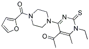 1-{1-ETHYL-4-[4-(2-FUROYL)PIPERAZIN-1-YL]-6-METHYL-2-THIOXO-1,2-DIHYDROPYRIMIDIN-5-YL}ETHANONE Struktur