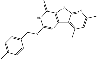 7,9-DIMETHYL-2-[(4-METHYLBENZYL)SULFANYL]PYRIDO[3',2':4,5]THIENO[3,2-D]PYRIMIDIN-4-OL Struktur