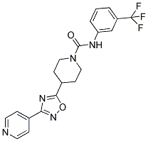 4-[3-(PYRIDIN-4-YL)-1,2,4-OXADIAZOL-5-YL]-N-(3-(TRIFLUOROMETHYL)PHENYL)PIPERIDINE-1-CARBOXAMIDE Struktur