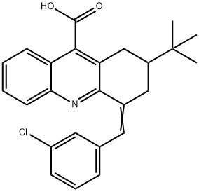 2-TERT-BUTYL-4-(3-CHLORO-BENZYLIDENE)-1,2,3,4-TETRAHYDRO-ACRIDINE-9-CARBOXYLIC ACID Struktur