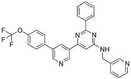 (2-PHENYL-6-[5-(4-TRIFLUOROMETHOXY-PHENYL)-PYRIDIN-3-YL]-PYRIMIDIN-4-YL)-PYRIDIN-3-YLMETHYL-AMINE Struktur