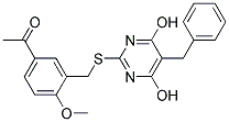 1-(3-{[(5-BENZYL-4,6-DIHYDROXYPYRIMIDIN-2-YL)THIO]METHYL}-4-METHOXYPHENYL)ETHANONE Struktur