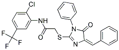 (E)-2-(4-BENZYLIDENE-5-OXO-1-PHENYL-4,5-DIHYDRO-1H-IMIDAZOL-2-YLTHIO)-N-(2-CHLORO-5-(TRIFLUOROMETHYL)PHENYL)ACETAMIDE Struktur