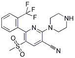 5-(METHYLSULFONYL)-2-(PIPERAZIN-1-YL)-6-(2-(TRIFLUOROMETHYL)PHENYL)PYRIDINE-3-CARBONITRILE Struktur