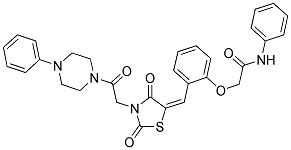 (E)-2-(2-((2,4-DIOXO-3-(2-OXO-2-(4-PHENYLPIPERAZIN-1-YL)ETHYL)THIAZOLIDIN-5-YLIDENE)METHYL)PHENOXY)-N-PHENYLACETAMIDE Struktur