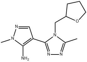 1-METHYL-4-[5-METHYL-4-(TETRAHYDRO-2-FURANYLMETHYL)-4H-1,2,4-TRIAZOL-3-YL]-1H-PYRAZOL-5-AMINE Struktur