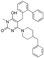 4-(4-BENZYL-PIPERIDIN-1-YL)-5-BIPHENYL-2-YLMETHYL-6-HYDROXY-1-METHYL-1H-PYRIMIDIN-2-ONE Struktur