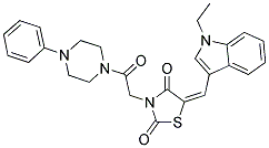 (E)-5-((1-ETHYL-1H-INDOL-3-YL)METHYLENE)-3-(2-OXO-2-(4-PHENYLPIPERAZIN-1-YL)ETHYL)THIAZOLIDINE-2,4-DIONE Struktur