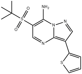 6-(TERT-BUTYLSULFONYL)-3-(2-THIENYL)PYRAZOLO[1,5-A]PYRIMIDIN-7-AMINE Struktur