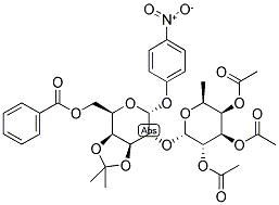 P-NITROPHENYL 6-O-BENZOYL-3,4-O-ISOPROPYLIDENE-2-O-(2,3,4-TRI-O-ACETYL-A-L-FUCOPYRANOSYL)-A-D-GALACTOPYRANOSIDE Struktur