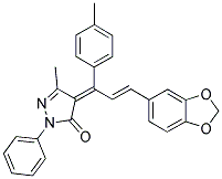 (E)-4-((E)-3-(BENZO[D][1,3]DIOXOL-5-YL)-1-P-TOLYLALLYLIDENE)-3-METHYL-1-PHENYL-1H-PYRAZOL-5(4H)-ONE Struktur