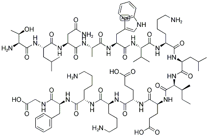 H-THR-LEU-ASN-ALA-TRP-VAL-LYS-LEU-ILE-GLU-GLU-LYS-LYS-PHE-GLY-OH Struktur