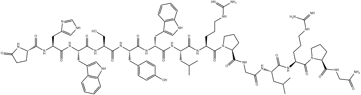 PYR-HIS-TRP-SER-TYR-D-TRP-LEU-ARG-PRO-GLY-LEU-ARG-PRO-GLY-NH2 Struktur