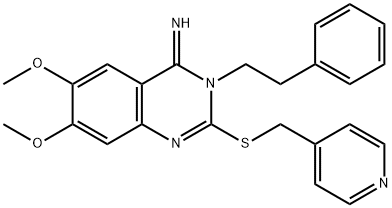 6,7-DIMETHOXY-3-PHENETHYL-2-[(4-PYRIDINYLMETHYL)SULFANYL]-4(3H)-QUINAZOLINIMINE Struktur