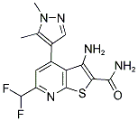 3-AMINO-6-DIFLUOROMETHYL-4-(1,5-DIMETHYL-1H-PYRAZOL-4-YL)-THIENO[2,3-B]PYRIDINE-2-CARBOXYLIC ACID AMIDE Struktur