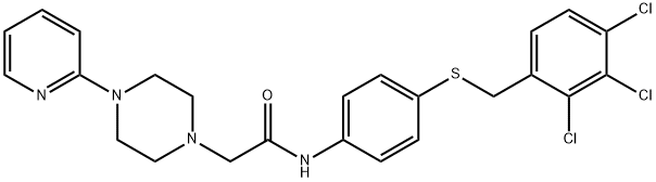 2-[4-(2-PYRIDINYL)PIPERAZINO]-N-(4-[(2,3,4-TRICHLOROBENZYL)SULFANYL]PHENYL)ACETAMIDE Struktur