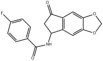 4-FLUORO-N-(7-OXO-6,7-DIHYDRO-5H-INDENO[5,6-D][1,3]DIOXOL-5-YL)BENZENECARBOXAMIDE Struktur