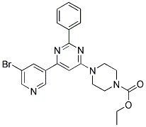 4-[6-(5-BROMO-PYRIDIN-3-YL)-2-PHENYL-PYRIMIDIN-4-YL]-PIPERAZINE-1-CARBOXYLIC ACID ETHYL ESTER Struktur