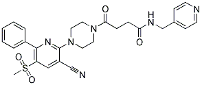 4-[4-(3-CYANO-5-(METHYLSULFONYL)-6-PHENYLPYRIDIN-2-YL)PIPERAZIN-1-YL]-4-OXO-N-(PYRIDIN-4-YLMETHYL)BUTANAMIDE Struktur