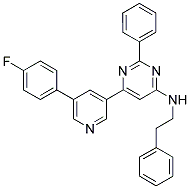 (6-[5-(4-FLUORO-PHENYL)-PYRIDIN-3-YL]-2-PHENYL-PYRIMIDIN-4-YL)-PHENETHYL-AMINE Struktur