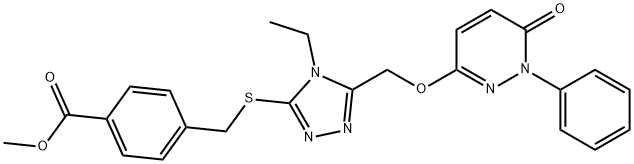 METHYL 4-([(4-ETHYL-5-([(6-OXO-1-PHENYL-1,6-DIHYDRO-3-PYRIDAZINYL)OXY]METHYL)-4H-1,2,4-TRIAZOL-3-YL)SULFANYL]METHYL)BENZENECARBOXYLATE Struktur