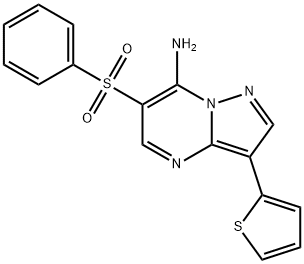 6-(PHENYLSULFONYL)-3-(2-THIENYL)PYRAZOLO[1,5-A]PYRIMIDIN-7-AMINE Struktur