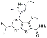 3-AMINO-6-DIFLUOROMETHYL-4-(1-ETHYL-3-METHYL-1H-PYRAZOL-4-YL)-THIENO[2,3-B]PYRIDINE-2-CARBOXYLIC ACID AMIDE Struktur