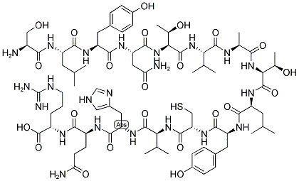 H-SER-LEU-TYR-ASN-THR-VAL-ALA-THR-LEU-TYR-CYS-VAL-HIS-GLN-ARG-OH Struktur