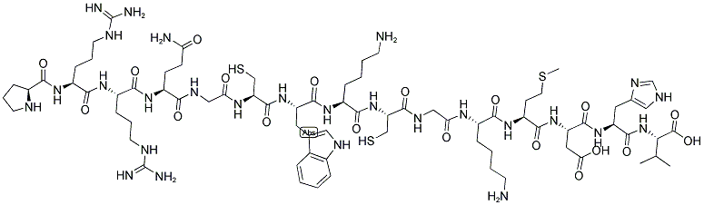 H-PRO-ARG-ARG-GLN-GLY-CYS-TRP-LYS-CYS-GLY-LYS-MET-ASP-HIS-VAL-OH Struktur