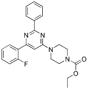 4-[6-(2-FLUORO-PHENYL)-2-PHENYL-PYRIMIDIN-4-YL]-PIPERAZINE-1-CARBOXYLIC ACID ETHYL ESTER Struktur