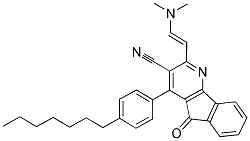 2-[(E)-2-(DIMETHYLAMINO)ETHENYL]-4-(4-HEPTYLPHENYL)-5-OXO-5H-INDENO[1,2-B]PYRIDINE-3-CARBONITRILE Struktur